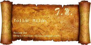Tollár Milán névjegykártya